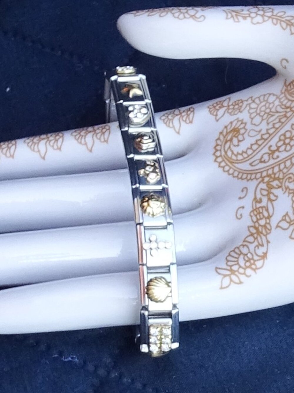 Italian Charm Bracelet New Stainless Steel with Gold Accents